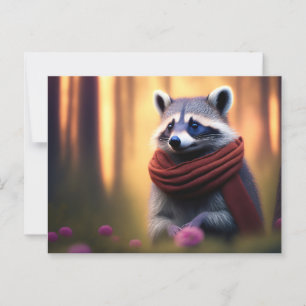 Racoon with a Scarf in the Forest Postcard