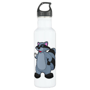 Racoon with Cup of Coffee 710 Ml Water Bottle