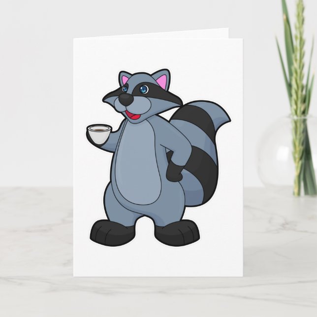 Racoon with Cup of Coffee Card (Front)