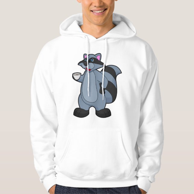 Racoon with Cup of Coffee Hoodie (Front)