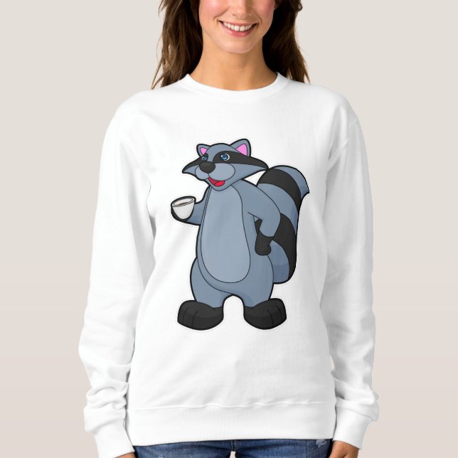 Racoon with Cup of Coffee Sweatshirt (Front)