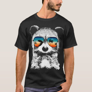 Racoon With Glasses Sunglasses Vintage Retro Styl T-Shirt