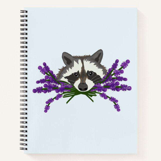 Racoon with lavender.  notebook (Front)
