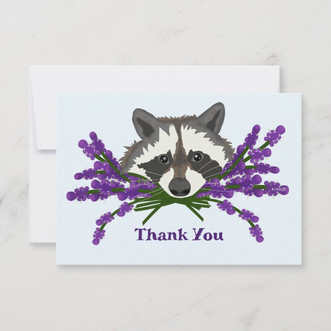 Racoon with lavender thank you card (Front)
