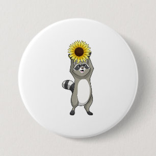 Racoon with Sunflower 7.5 Cm Round Badge
