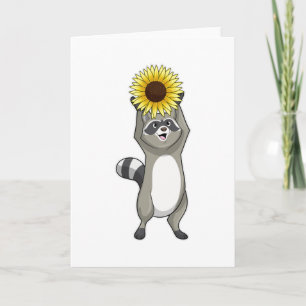 Racoon with Sunflower Card