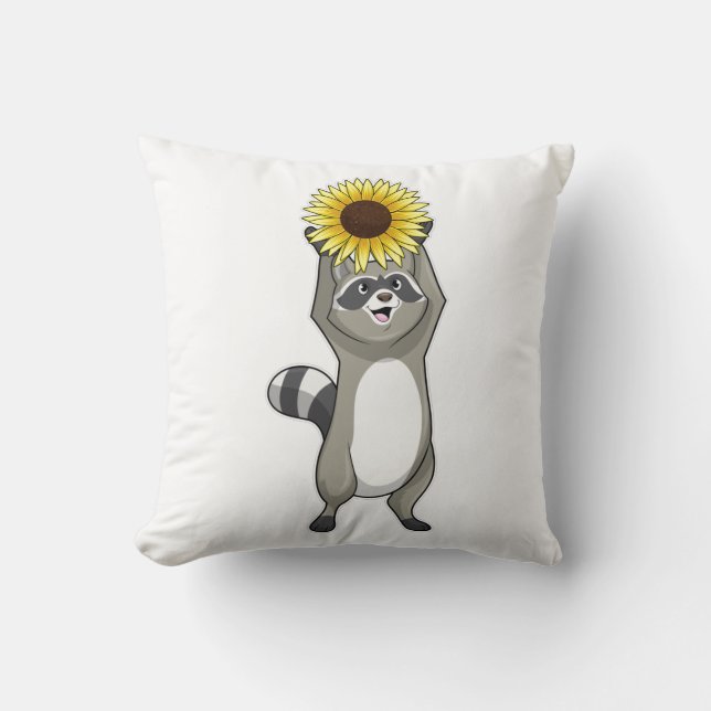 Racoon with Sunflower Cushion (Front)