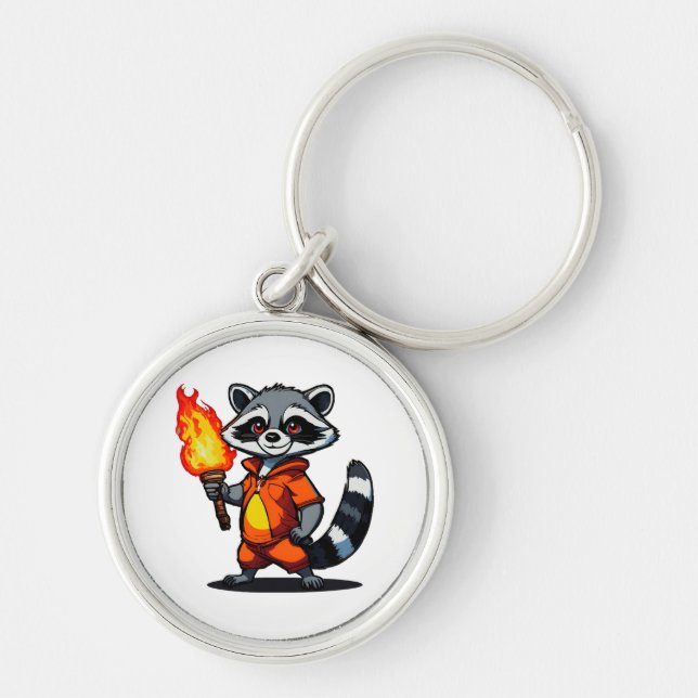 Racoon with Torch Key Ring (Front)