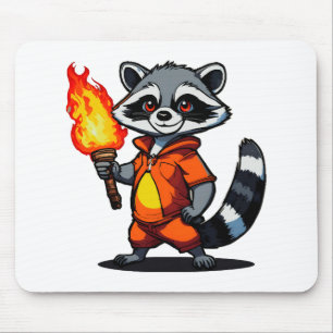 Racoon with Torch Mouse Mat