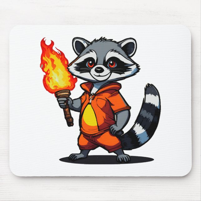 Racoon with Torch Mouse Mat (Front)