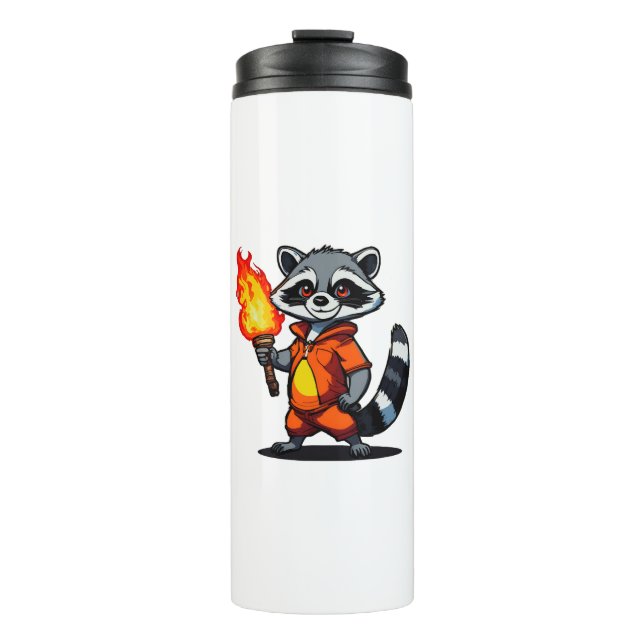 Racoon with Torch Thermal Tumbler (Front)