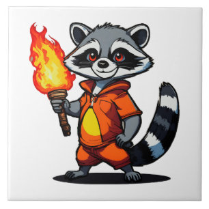 Racoon with Torch Tile