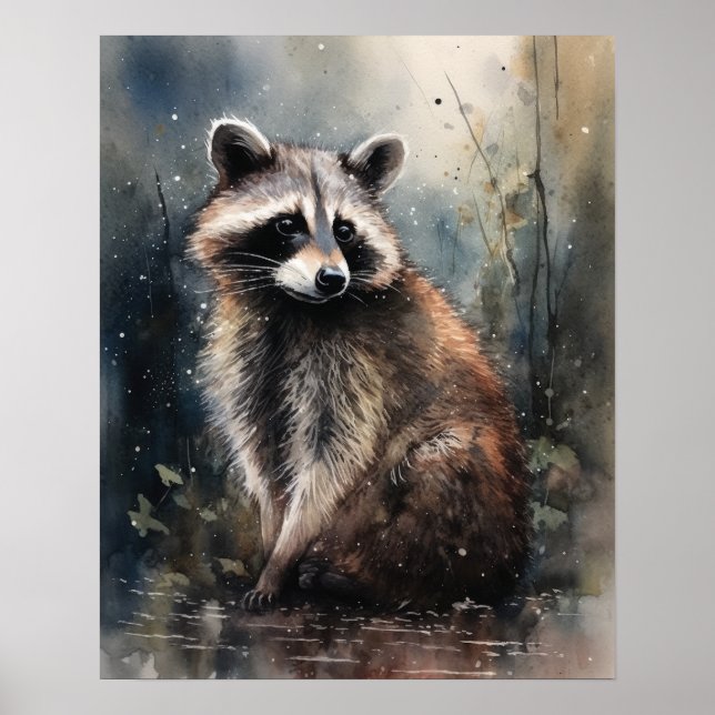 Racoon Woodland Animal Art Print Poster (Front)