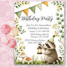 Racoon Woodland Animals Birthday Party