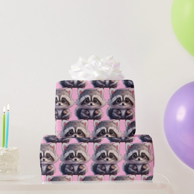 Racoon woodland animals forest friends wrapping paper (Party Gifts)