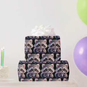 Racoon woodland animals forest friends wrapping paper