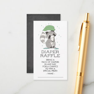 Racoon Woodland Baby Shower Diaper Raffle Ticket Enclosure Card