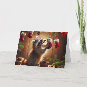 Racoon woodland Christmas Greeting Cards