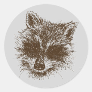 Racoon Woodland Creature Drawing Classic Round Sticker
