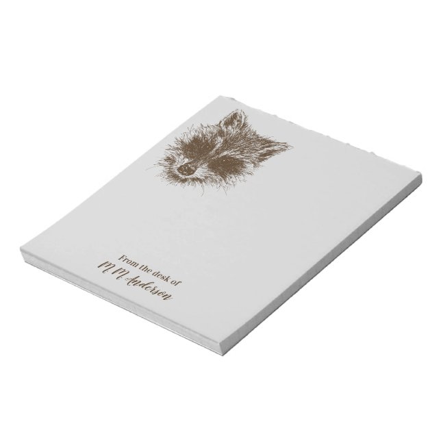 Racoon Woodland Creature Drawing Personalised Notepad (Rotated)