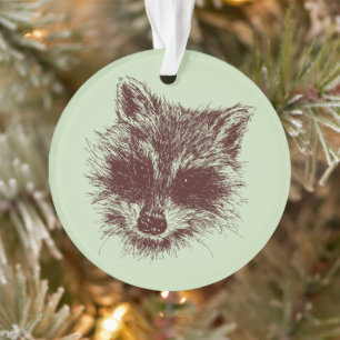 Racoon Woodland Creature Drawing Personalised Ornament