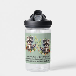 Racoon Woodland Kids Christian Prayer on Blue Water Bottle
