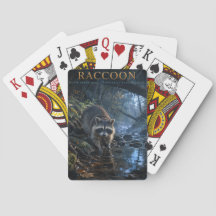 Racoon Woodland Stream ANIMALS Poker Cards
