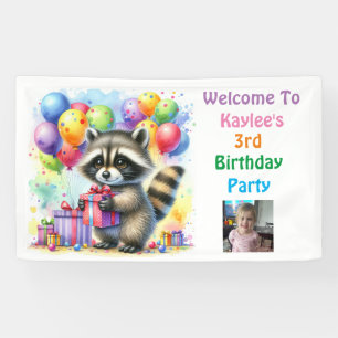 Racoon Woodland Themed Birthday Personalised Banner