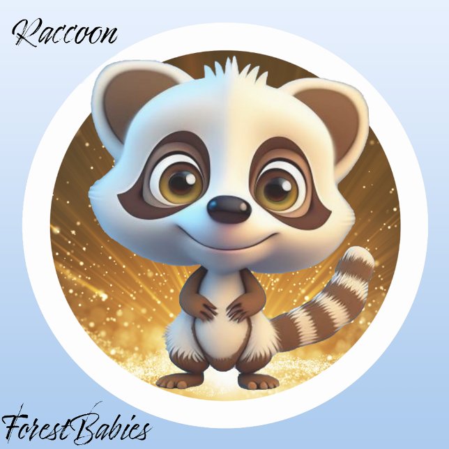 Racoon 🌲 Woodland Wildlife Wild Animal Graphic Classic Round Sticker (Raccoon, ForestBabies Classic Round Sticker)