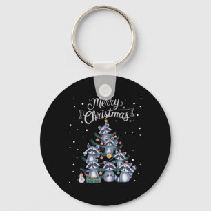 Racoon Xmas Tree Racoon Christmas Tree Merry Chr Key Ring