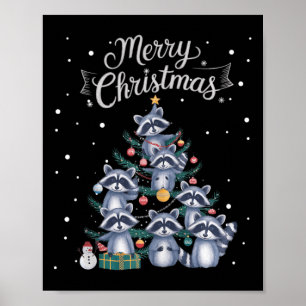 Racoon Xmas Tree Racoon Christmas Tree Merry Chr Poster