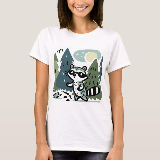 "Racoon's Forest Expedition" T-Shirt (Front)