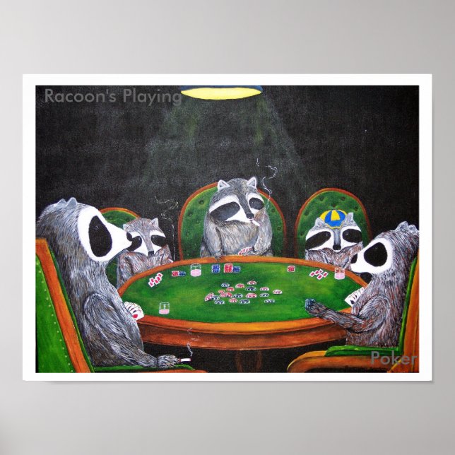 Racoon's Playing Poker Poster (Front)