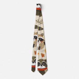 Racoons Watercolor Custom Pattern Tie