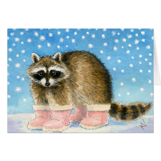 Racoon'sSnow Day greeting card