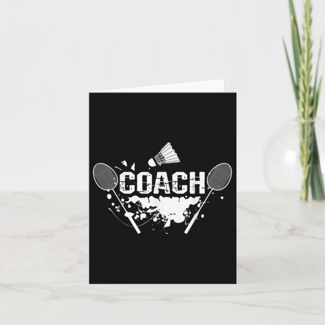 Racquet Smash Shuttle Coach Badminton  Card (Front)