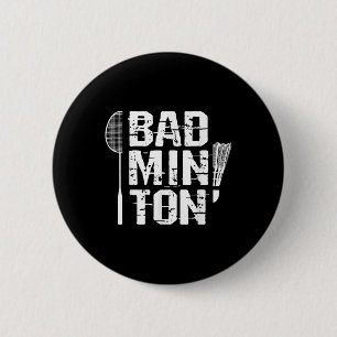 Racquet Smash Shuttle Player Badminton 6 Cm Round Badge