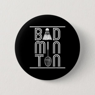 Racquet Smash Shuttle Player Badminton 6 Cm Round Badge