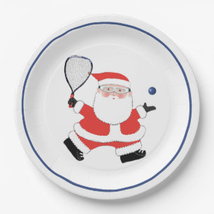 Racquetball Christmas Holiday Party Paper Plate