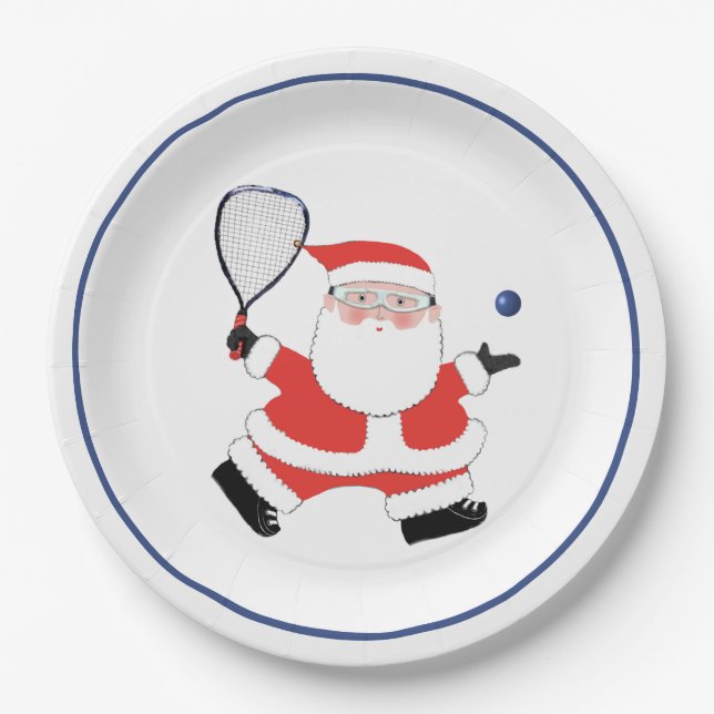 Racquetball Christmas Holiday Party Paper Plate (Front)