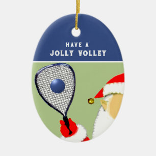 Racquetball Player Holiday Gift Ceramic Tree Decoration