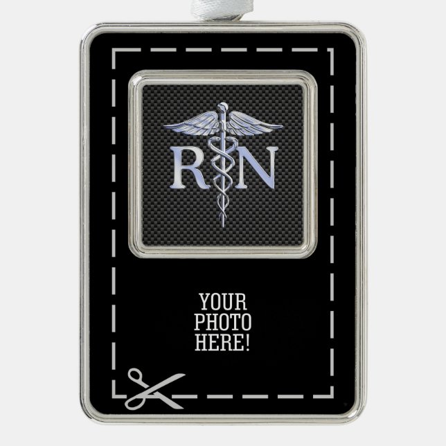 Racy Registered Nurse RN Silver Caduceus Snakes Silver Plated Framed Ornament (Front)