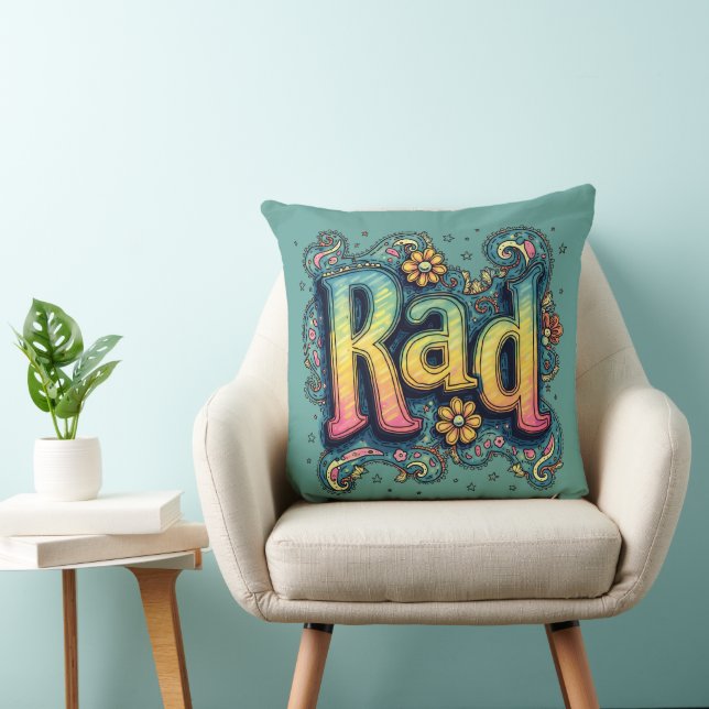 Rad 70s Groovy Psychedelic Aesthetic Cushion (Chair)