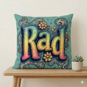 Rad 70s Groovy Psychedelic Aesthetic Cushion