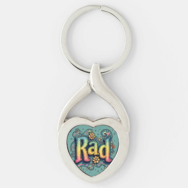 Rad 70s Groovy Psychedelic Aesthetic Key Ring (Front)