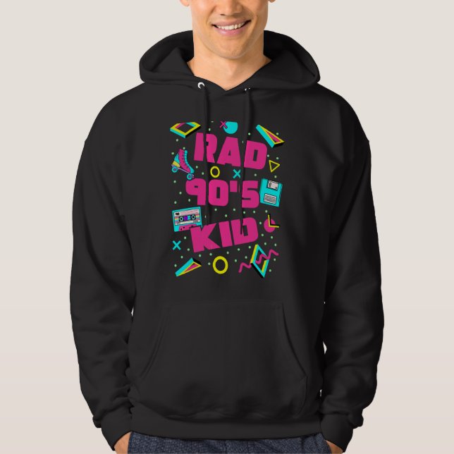 Rad 90s Kid 90s Aesthetic Rad Retro 90s Nostalgia Hoodie (Front)