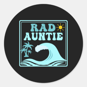 Rad Auntie The Big One 1st Birthday Surf Family Classic Round Sticker