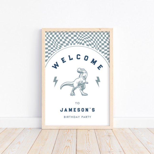 Rad Boys Dinosaur Blue Birthday Welcome Poster (Creator Uploaded)