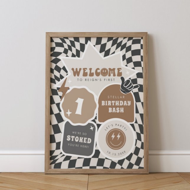 Rad Cool Dude | Boys Retro Skater Birthday Poster (Creator Uploaded)