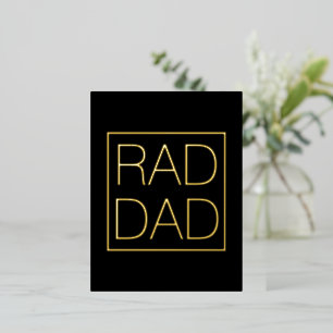 Rad Dad black gold typography square minimalist Foil Holiday Postcard